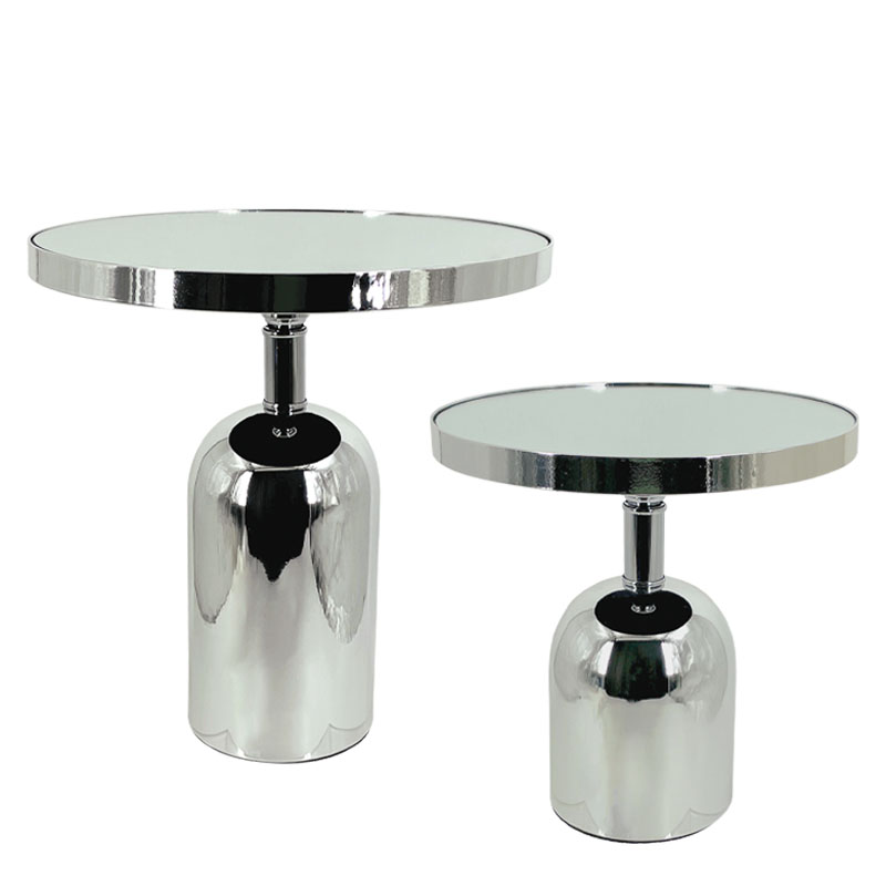 ΕΤΑΖΕΡΑ ΜΕΤΑΛΛΙΚΗ ΑΣΗΜΙ ΣΕΤ/2 ΣΤΡΟΓΓΥΛΗ ΠΟΤΗΡΙ ΑΝΑΠΟΔΟ ΜΕ ΚΑΘΡΕΦΤΗ - S:Φ25x26, L:Φ30x33cm 4/ΚΙΒ